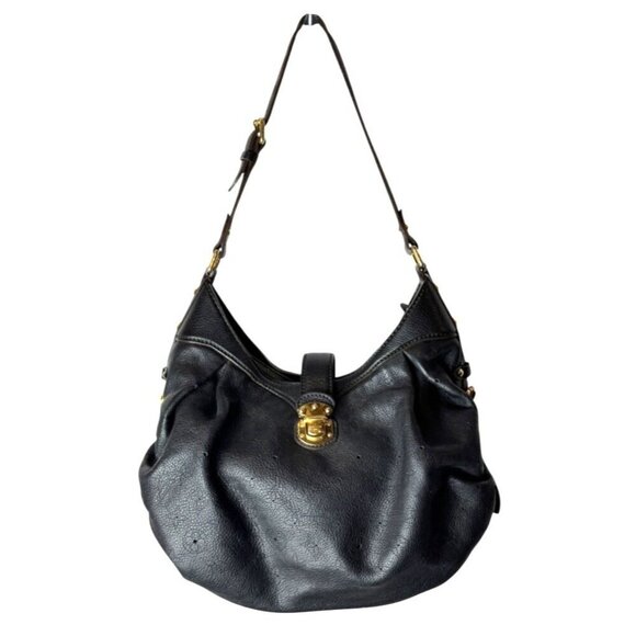 Louis Vuitton Purse Noir Black Leather Monogram Mahina Shoulder Bag Luxury Hobo - Picture 2 of 15